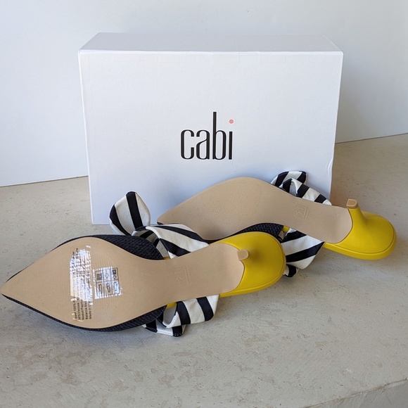 Cabi Yellow Blue Kitten Heel Mule Style Shoes Size 7 - 7.5 Cabi Style 6022 - Picture 6 of 9